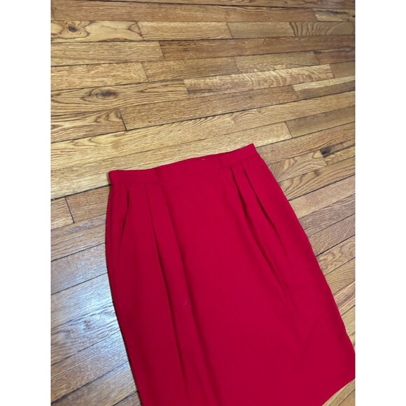 Jones New York Womens Skirt Plus Sz 14W Red Knee Length Career Lined Pleated NWT - Picture 3 of 7